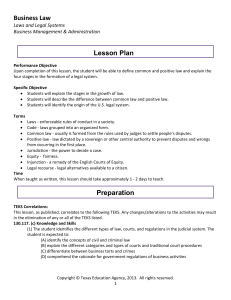 Business Law  Lesson Plan Lesson Plan Laws and Legal Systems      