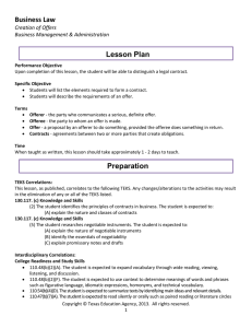 Business Law  Lesson Plan Lesson Plan Creation of Offers 