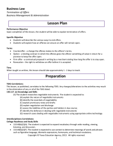 Lesson Plan Business Law  Termination of Offers  Business Management &amp; Administration 
