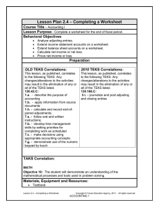 – Completing a Worksheet Lesson Plan 2.4 Course Title Lesson Purpose