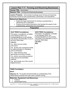 Lesson Plan 7.11 - Forming and Dissolving Businesses Course Title Session Title