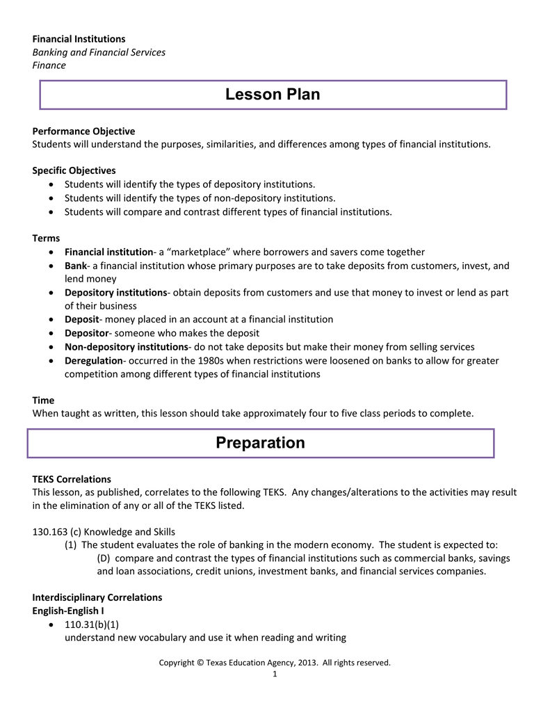 business finance detailed lesson plan