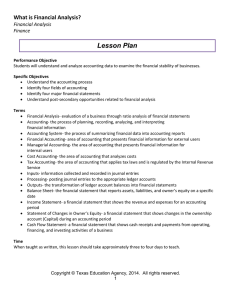 Lesson Plan What is Financial Analysis?  Financial Analysis  Finance 