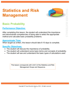 Statistics and Risk Management  Basic Probability