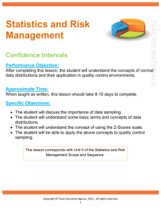 Statistics and Risk Management  Confidence Intervals