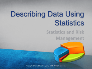 Describing Data Using Statistics Statistics and Risk Management