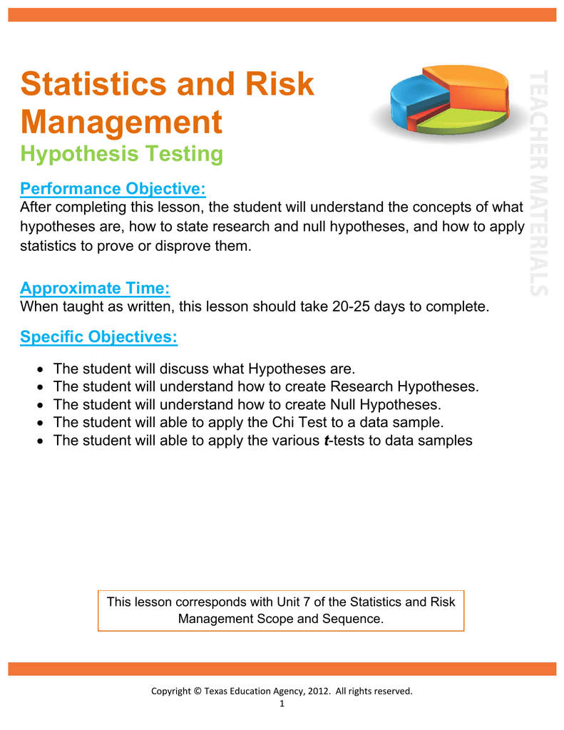 Statistics And Risk Management Hypothesis Testing Performance Objective