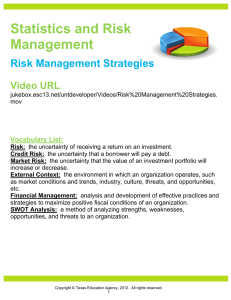 Statistics and Risk Management Risk Management Strategies Video URL