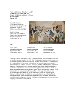 “Arts and Cultures of the Slave South” CCFA 202/ARTH 263/ARH 242