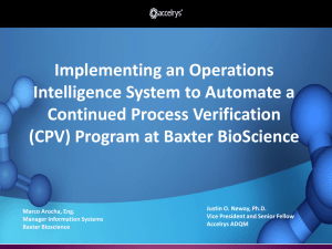 Implementing an Operations Intelligence System to Automate a Continued Process Verification