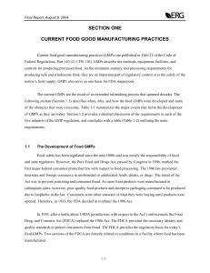 l SECTION ONE CURRENT FOOD GOOD MANUFACTURING PRACTICES