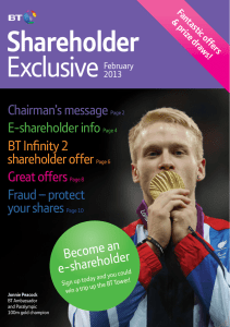 Shareholder Exclusive Chairman’s message E-shareholder info