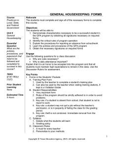 GENERAL HOUSEKEEPING: FORMS