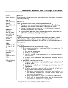 Admission, Transfer, and Discharge of a Patient