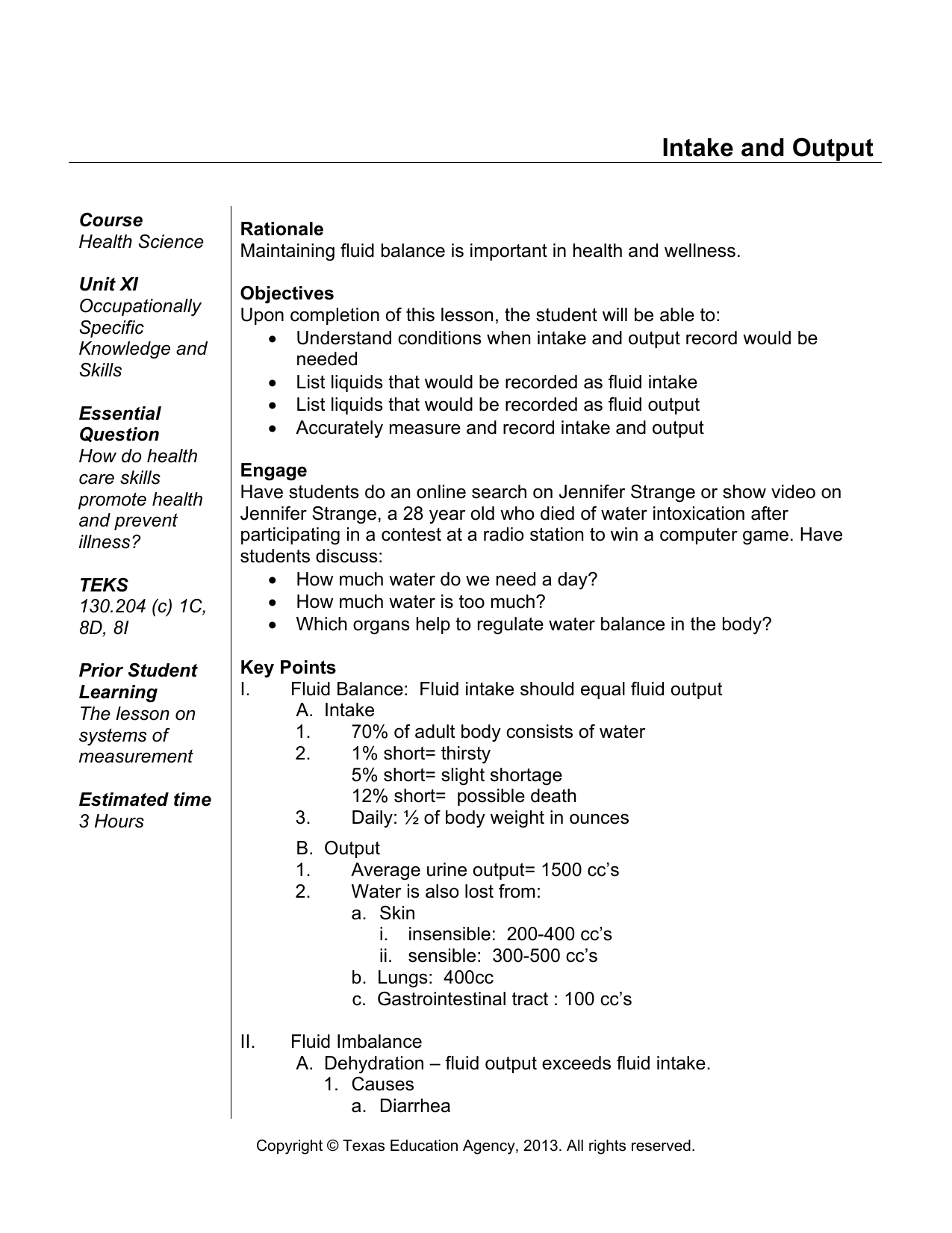 Intake And Output