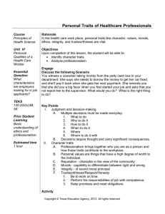 Personal Traits of Healthcare Professionals