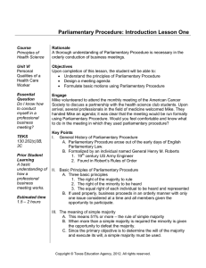 Parliamentary Procedure: Introduction Lesson One
