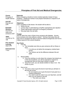 Principles of First Aid and Medical Emergencies