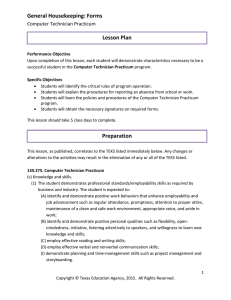 General Housekeeping: Forms Lesson Plan Computer Technician Practicum