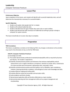 Leadership Lesson Plan Computer Technician Practicum