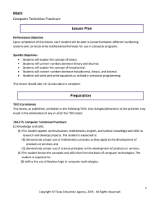 Math Lesson Plan Computer Technician Practicum