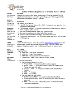 History of Texas Department of Criminal Justice (TDCJ)