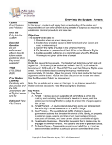 Entry Into the System:  Arrests