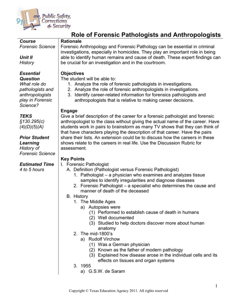 coursework for forensic pathologist