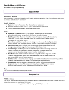 Lesson Plan Electrical Power Grid System Manufacturing Engineering