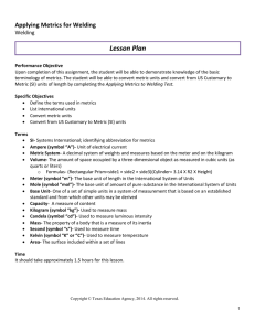 Lesson Plan Applying Metrics for Welding Welding