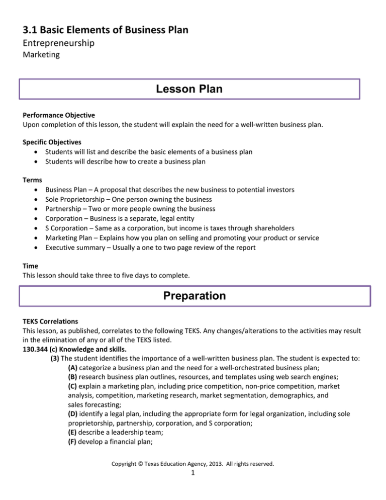 entrepreneurship business plan students