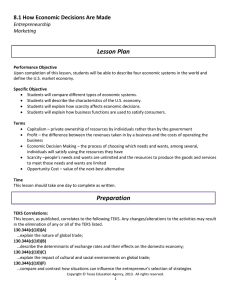 Lesson Plan 8.1 How Economic Decisions Are Made Entrepreneurship Marketing