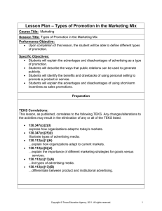 Lesson Plan – Types of Promotion in the Marketing Mix