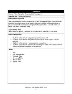 – Marketing Dynamics Unit 1, Lesson 4 – Risk Management