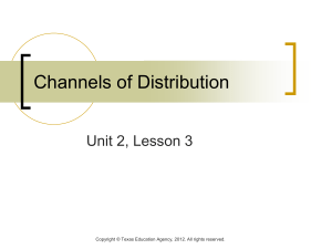 Channels of Distribution Unit 2, Lesson 3