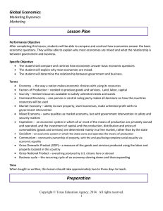 Lesson Plan Global Economics Marketing Dynamics Marketing