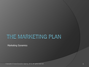 Marketing Dynamics 1 Copyright © Texas Education Agency, 2013. All rights reserved.