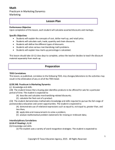 Math Lesson Plan Practicum in Marketing Dynamics Marketing