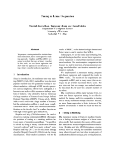 Tuning as Linear Regression Marzieh Bazrafshan Abstract Department of Computer Science