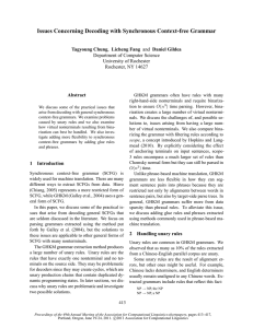 Issues Concerning Decoding with Synchronous Context-free Grammar Tagyoung Chung Abstract