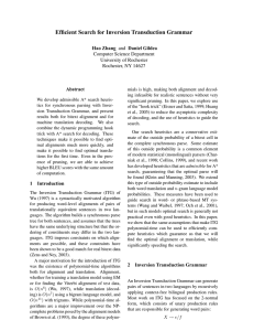 Efficient Search for Inversion Transduction Grammar Hao Zhang Abstract Daniel Gildea