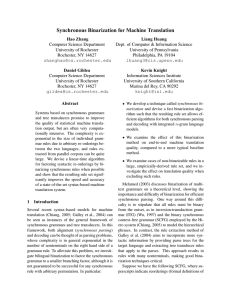 Synchronous Binarization for Machine Translation