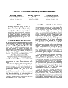 Entailment Inference in a Natural Logic-like General Reasoner Lenhart K. Schubert