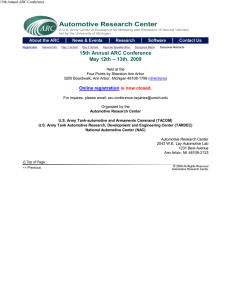 15th Annual ARC Conference May 12th – 13th, 2009  Online registration