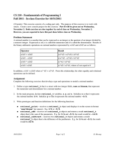 CS 210 ­ Fundamentals of Programming I  Fall 2011 ­ In­class Exercise for 10/31/2011