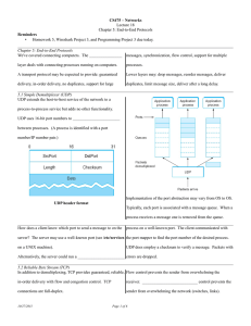 CS475 – Networks Reminders Lecture 18 Chapter 5: End-to-End Protocols