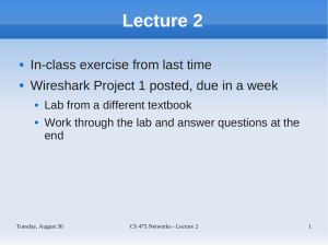 Lecture 2 In-class exercise from last time Lab from a different textbook