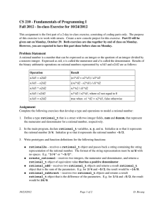 CS 210 ­ Fundamentals of Programming I  Fall 2012 ­ In­class Exercise for 10/24/2012