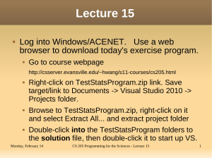 Lecture 15 Log into Windows/ACENET.   Use a web