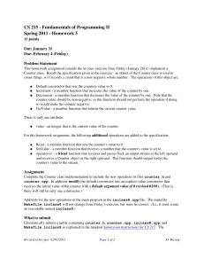 CS 215 ­ Fundamentals of Programming II  Spring 2011 ­ Homework 5  points Out: January 31